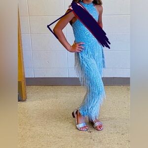 Girls Blue Fringe Fun Fashion